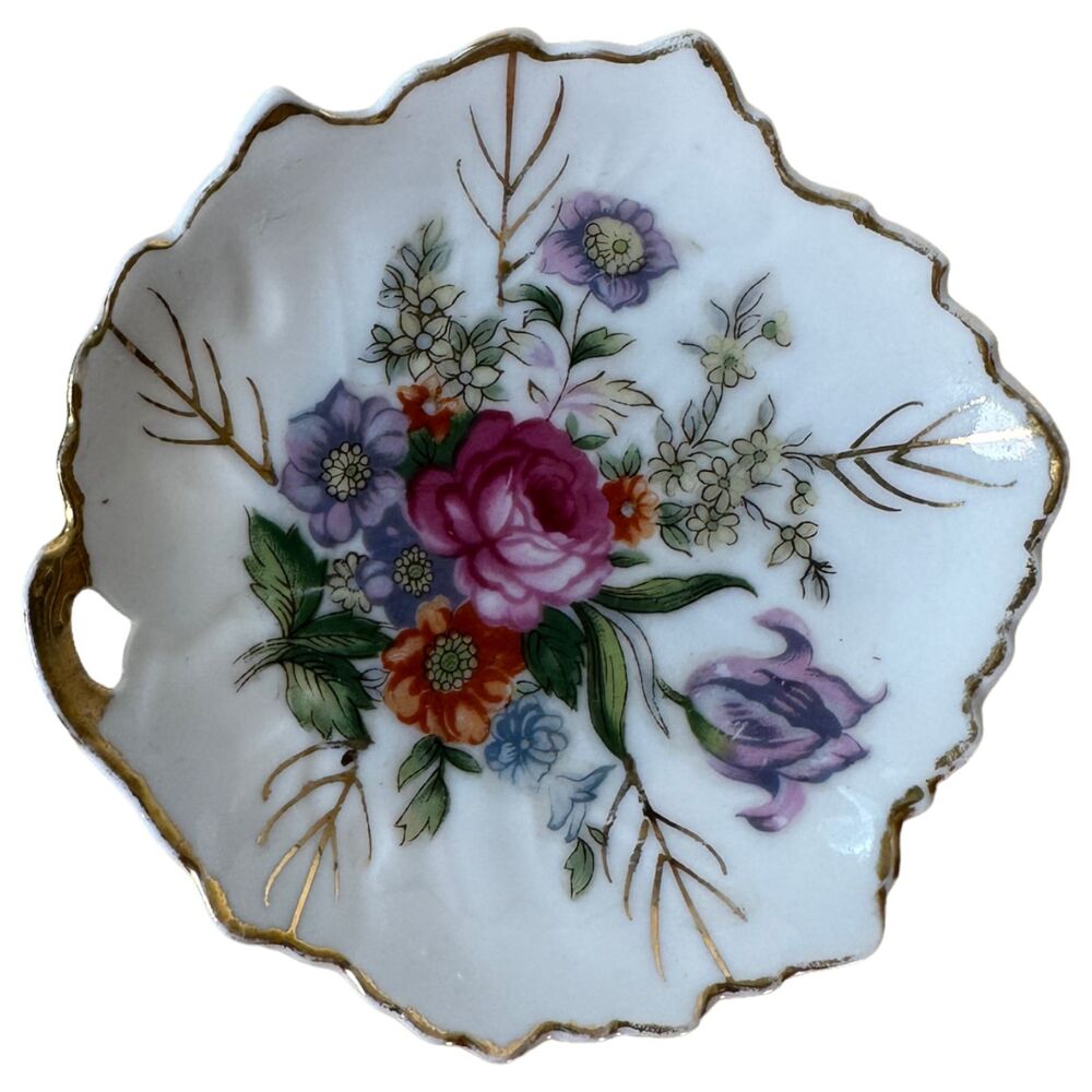 Vintage Japanese Floral Trinket Dish 4 inches
